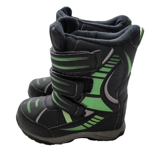 TOTES Black and Green Kids Snow Boots Sz 12 - Picture 5 of 7